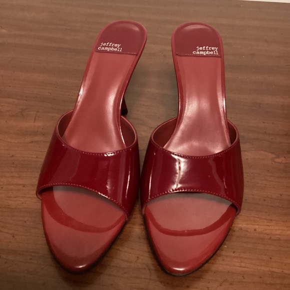 JEFFREY CAMPBELL KITTY HEEL SLIP ON SANDALS - Picture 1 of 13